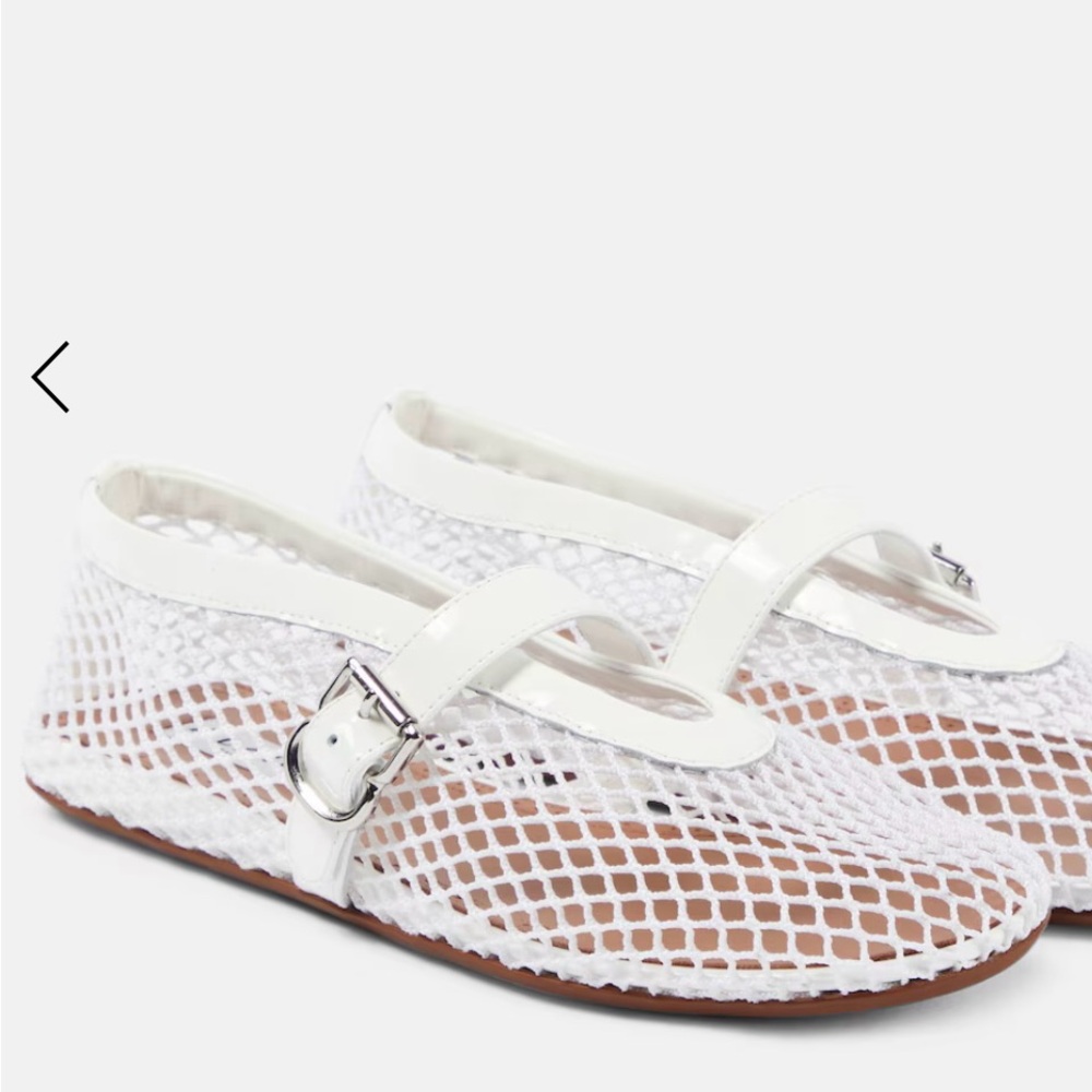 Alaia White Mesh Flats with Buckle